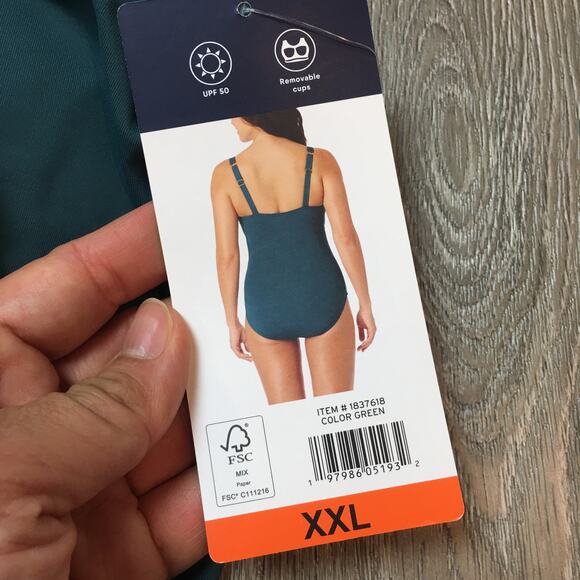 Lands' End Women's Dark Green One Piece Swimsuit size XXL NWT - Picture 7 of 10